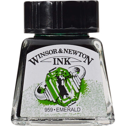 Winsor & Newton tinta de dibujo de secado rápido - Verde (Emerald) - 14 ml - Tinta de Dibujo