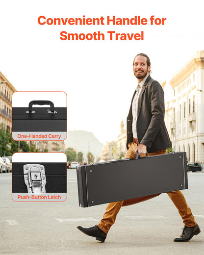 VEVOR - Funda rígida para guitarra de bajo, rectangular de 46.5 pulgadas, con cierre de llave, acolchado de PVC, forro suave, resistente al agua, funda rígida para guitarra de bajo de 39 a 46.5
