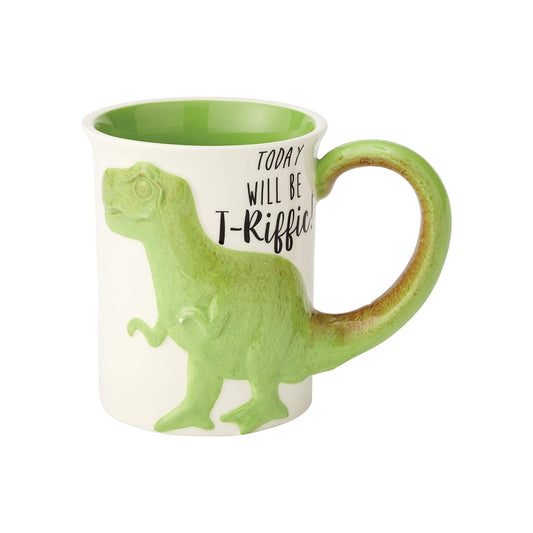 Enesco 6000548 Our Name Is Mud - Taza de café esculpida (gres), multicolor, T-Riffic Tea Rex, Verde, 16 oz, 1