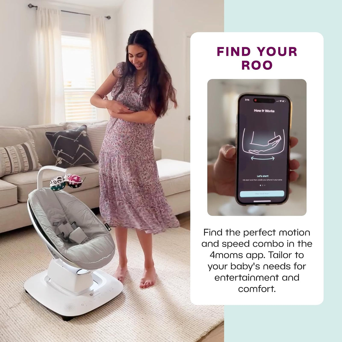 4moms MamaRoo - Columpio para bebé multimovimiento, Bluetooth habilitado con 5 movimientos únicos, color negro