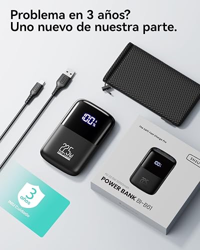 INIU Power Bank, Pequeño 10000mAh 22,5W Carga Rapida Bateria Phone Externad | Diseño mini, carga rápida de 3 salidas, apto para viajes aéreos,batería portátil para iPhone 17, Samsung S26 etc.