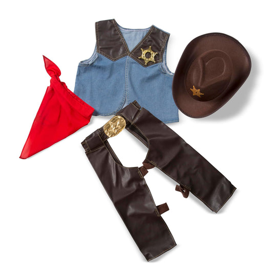 Melissa & Doug Set de Disfraz de Vaquero Para Juego de Rol, Juego de Simulación (3-6 Años, 4 Piezas)
