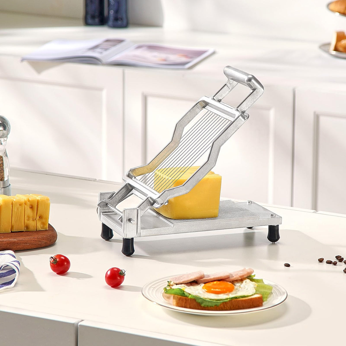 VEVOR Cortador de queso con alambre, cortador de queso de 5,08 mm, hoja de corte de queso ultrafina, alambre desmontable para cortar queso, aleación de aluminio + acero inoxidable, herramientas de