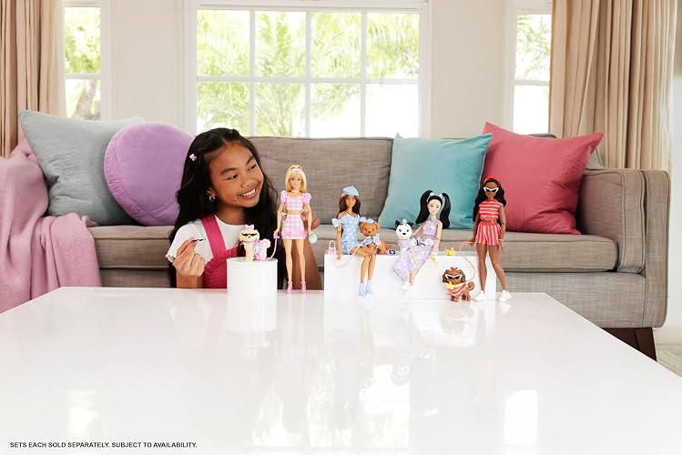 Barbie Fashion & Beauty Muñeca Looks Iguales Malibú y Perrito para niñas de 3 años en adelante