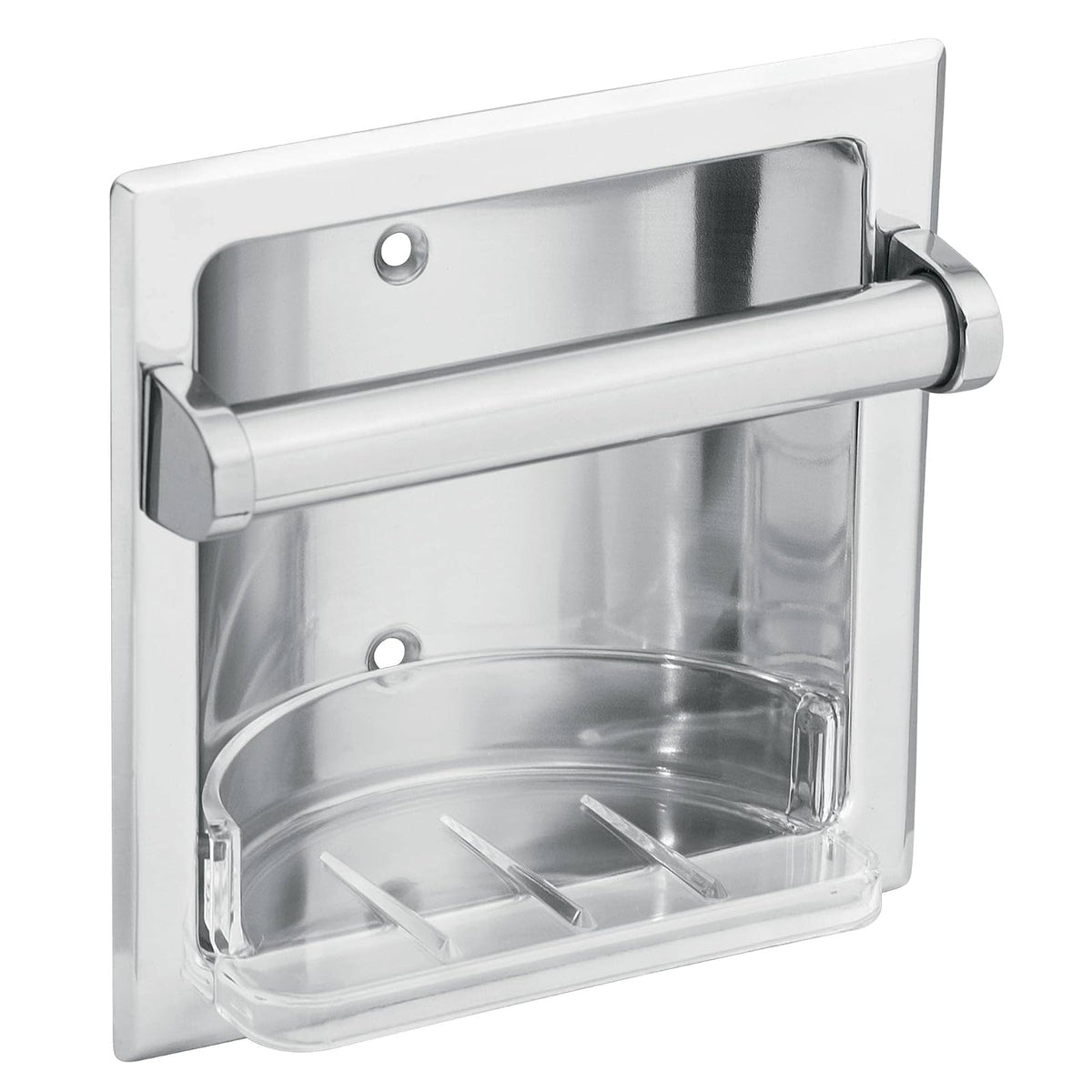 Moen 2565CH Donner Soporte de jabón comercial con barra de agarre, montaje empotrado, cromo