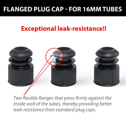 Globe Scientific 116152K Polyethylene Flange Plug Cap for Test Tubes, 16mm Size, Black (Pack of 1000)