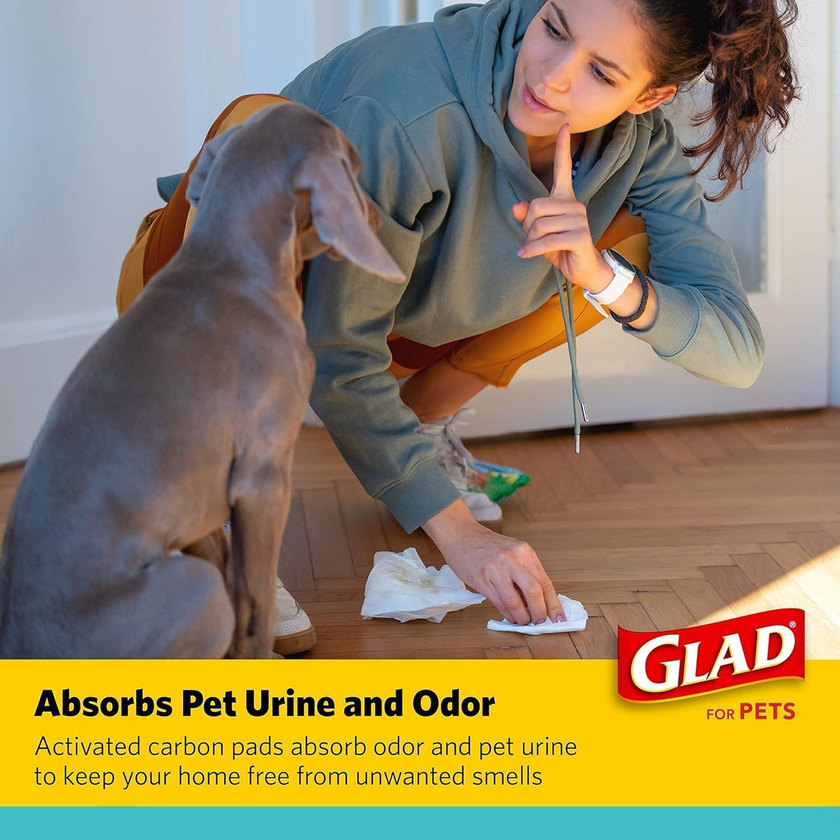 Glad for Pets - Almohadillas para Orejas de Entrenamiento de carbón Activado para Perros, tamaño pequeño, 17.5 x 23.5 Pulgadas, absorbentes de Olor, Almohadillas para Orejas de orina para Perros