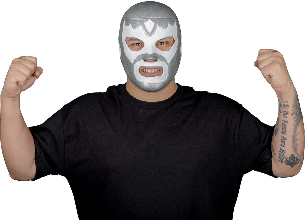 REV Máscara De Luchador Mexicano Leyenda Plateada Para Adulto, Diseño Clasico Enmascarado De Lucha Libre, Ideal Para Halloween, Eventos Deportivos, Cosplay, Porras Y Partidos