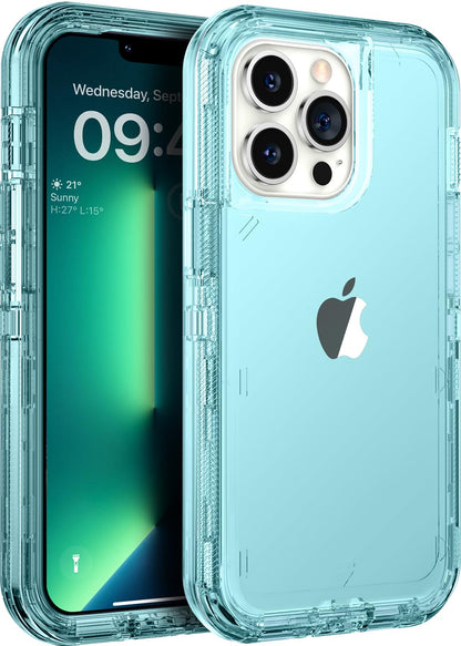 ORIbox - Funda para iPhone 13/12 Pro MAX, protección contra caídas de Grado Militar de 10 pies, Transparente, Resistente, a Prueba de Golpes, anticaídas, 6.7 Pulgadas, 3 en 1, Azul Vidrio