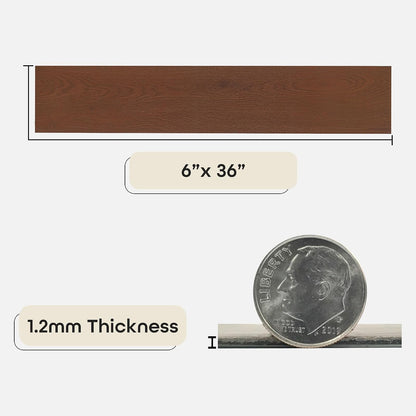 Achim Home Décor - Piso de vinilo de 1,2 mm, 10 tablones - 6 x 36 pulgadas, nogal, no necesita calcomanía, piso de bricolaje en relieve, sensación de grano de madera natural para cocina, comedor y