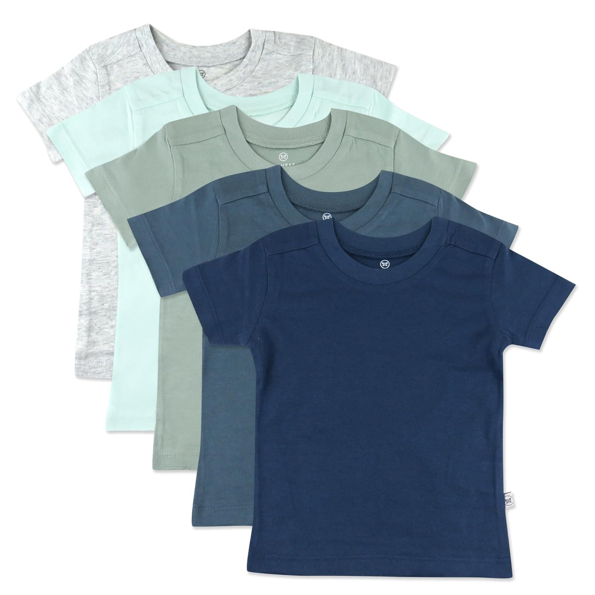 HonestBaby Playeras Manga Corta Algodón Orgánico Bebé, 10 Piezas - 4T - Paquete de 5 montañas de la mañana