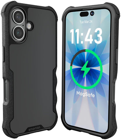 Smartish Gripzilla Funda Resistente con MagSafe para iPhone 16 - iPhone 16 - traje de noche negro