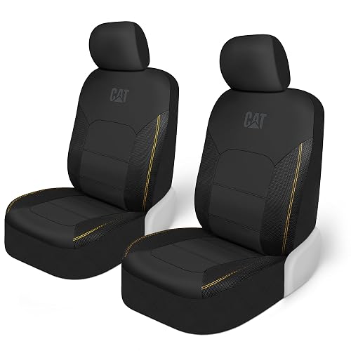 Cat FlexHybrid CASC-2434-BK Fundas de Asiento de Automóvil Negro PU + Malla Transpirable, 2 Piezas