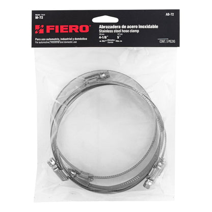 Fiero AB-72, Bolsa con 5 abrazaderas sin fin reforzadas #72, 4-1/8 - 5"