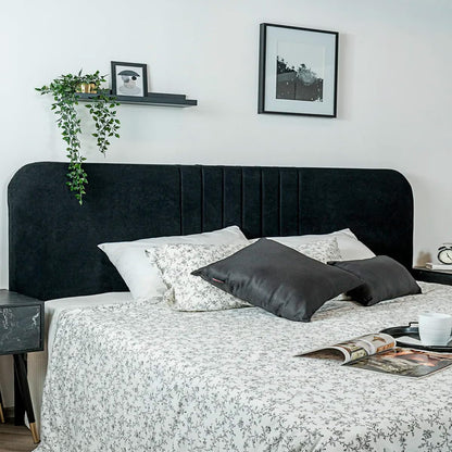 Sochic Cabecera para Cama Tamaño Individual y Matrimonial Tapizada en Tela Chenille Negra con Estructura de Madera Industrial.