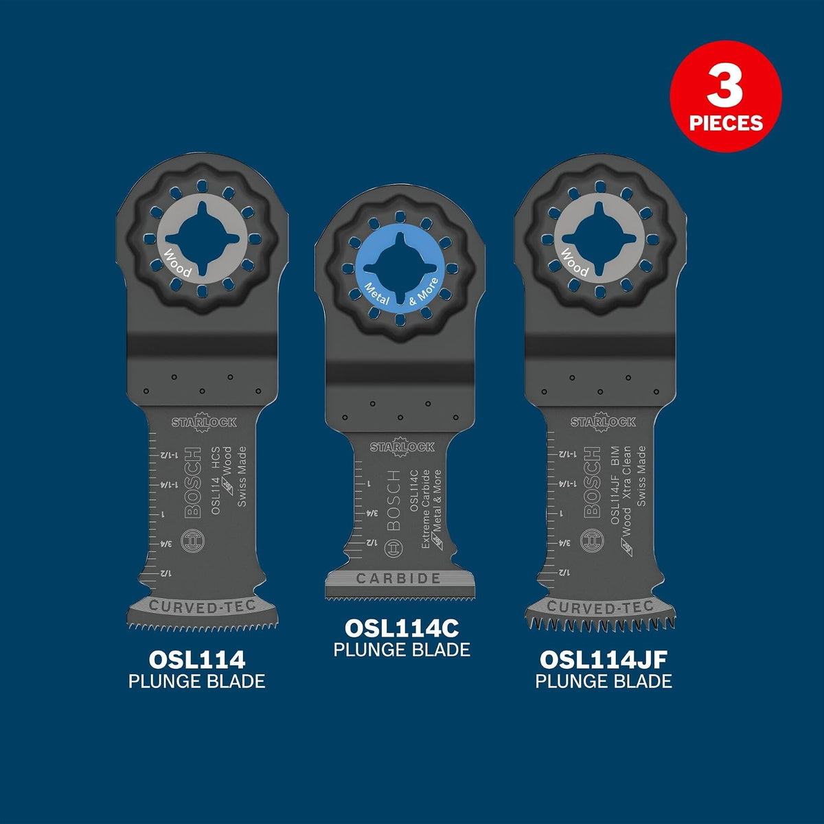 Bosch OSL003VP 3 pieza(s) Starlock - Juego de cuchillas oscilantes multiherramienta