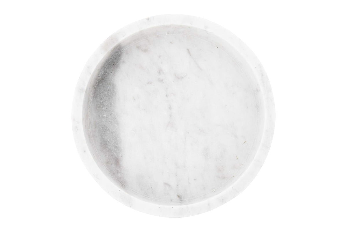 Creative Co-Op - Bandeja de mármol Tallada Redonda o Tabla de charcutería, Color Blanco