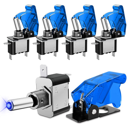 Nilight Interruptor de Palanca LED SPST 3 Pines 20A 12V | Azul, ON-OFF, terminales de hoja, cubiertas transparentes
