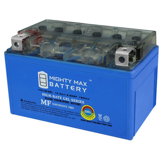 Mighty MAX Battery YTZ10SGEL -12 voltios 8.6 AH, Tipo Gel, 190 CCA, batería Recargable sin Mantenimiento SLA AGM para Motocicleta (1 Unidad)