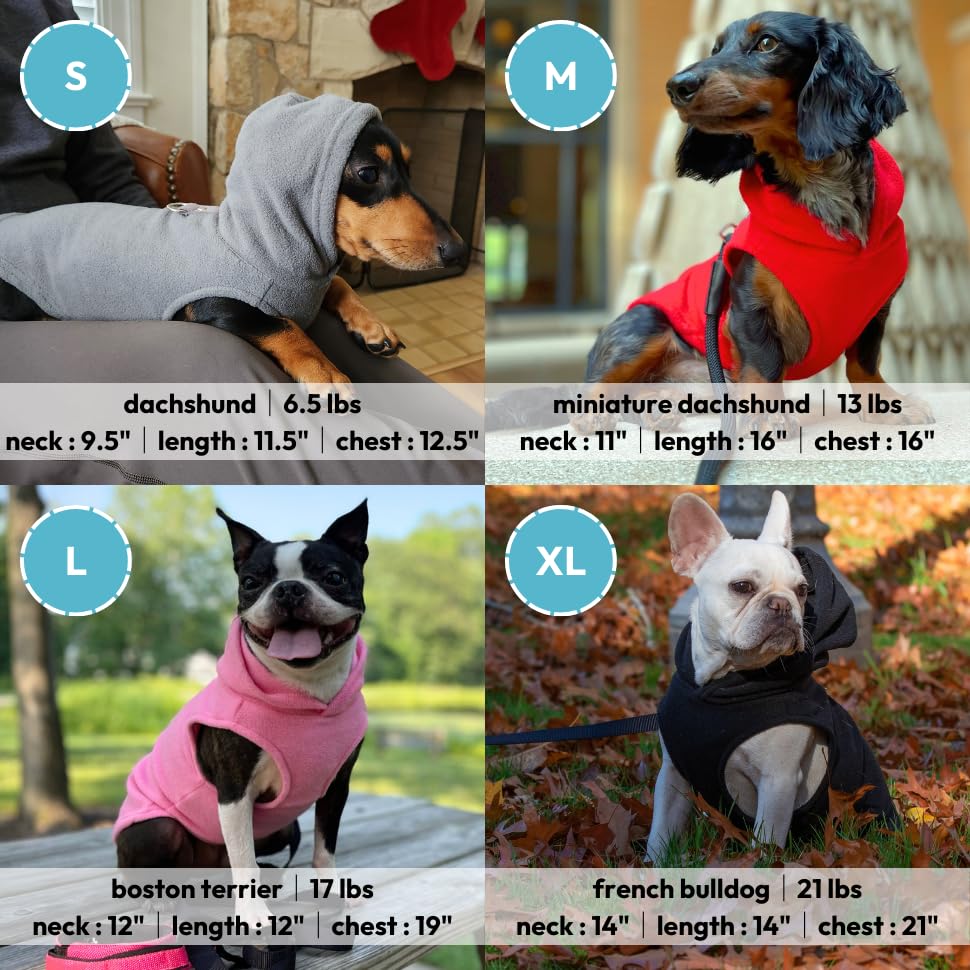 Gooby Every Day Fleece Cold Weather Dog Vest with Hoodie for Small Dogs, Green, Large