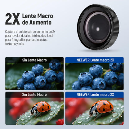 NEEWER Lente Macro Compatible con dji Osmo Action 5 Pro/4 Cámara Acción, Aumento 2X, 2 Elementos en 1 Grupo, Distancia Focal 3-4 cm, Accesorio para Fotografía de Cerca, No Resistente al Agua, LS-68