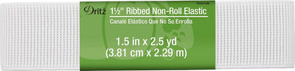 Dritz Elástico acanalado de 3,8 cm, no enrollable, color blanco