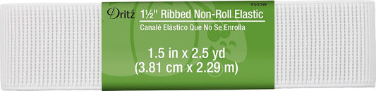 Dritz Elástico acanalado de 3,8 cm, no enrollable, color blanco