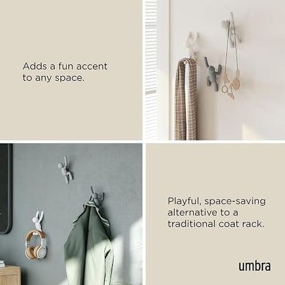 Umbra - 318165-023 Juego de 3 percheros decorativos Buddy para colgar en la pared