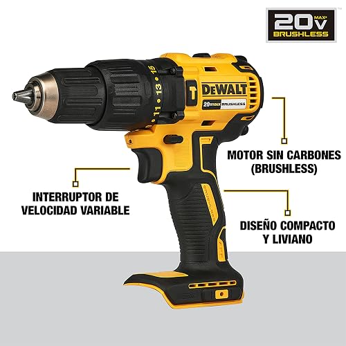 DEWALT Taladro Rotomartillo 1/2" 20V, 2 Baterías y Caja, DCD7781S2A | Taladro Rotomartillo 1/2" (13mm), 20V Máx, Incluye 2 Baterías, Cargador, Caja de Herramientas