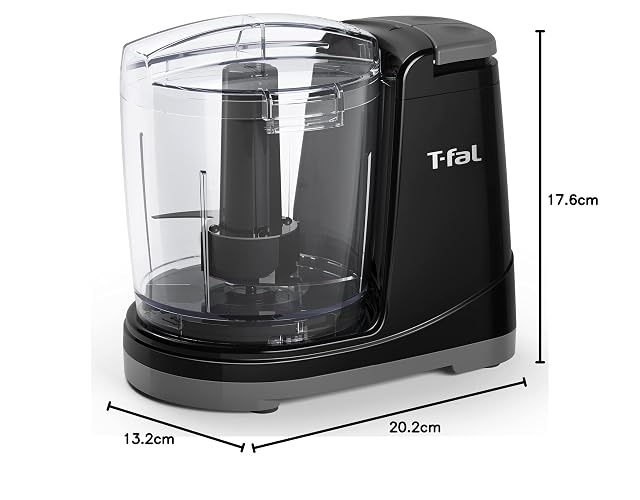 T-FAL Procesador de Alimentos Max Chopper | 2 velocidades, 700 ml. Potencia de 135W para picar alimentos en segundos, potente y versátil, Desmontable, Negro. MF2528MX