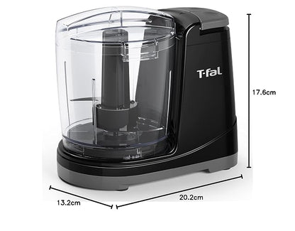 T-FAL Procesador de Alimentos Max Chopper | 2 velocidades, 700 ml. Potencia de 135W para picar alimentos en segundos, potente y versátil, Desmontable, Negro. MF2528MX