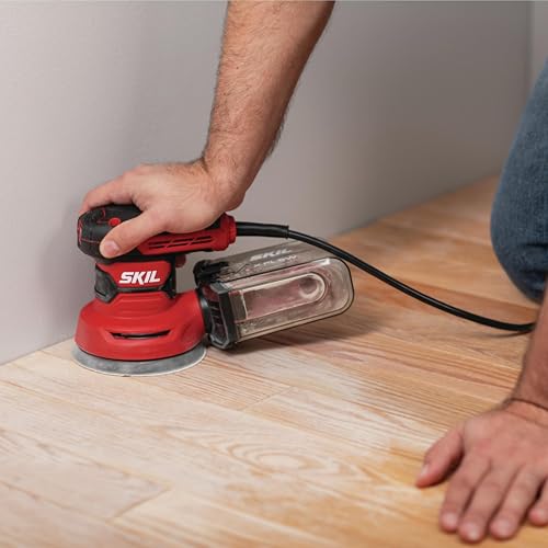 SKIL SR211601 Lijadora orbital aleatoria de 5 pulgadas con caja de polvo ciclónica y 3 hojas de lijado