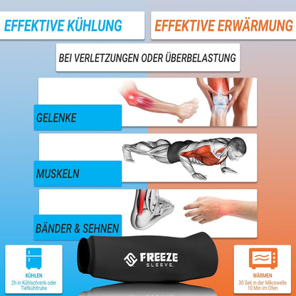 FreezeSleeve Manga de compresión para terapia fría – Manga natural para alivio del dolor para músculos y articulaciones – Tamaño para hombres, mujeres y niños – Fabricado en Estados Unidos – para artritis, lesiones y recuperación deportiva