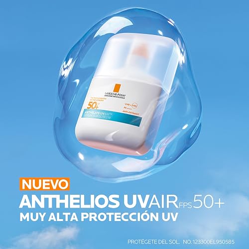 La Roche-Posay Anthelios UVAIR SPF 50+, Serum Protector Solar invisible 50 ml. Textura ligera. Con Ácido Hialurónico, Niacinamida y Vitamina E.