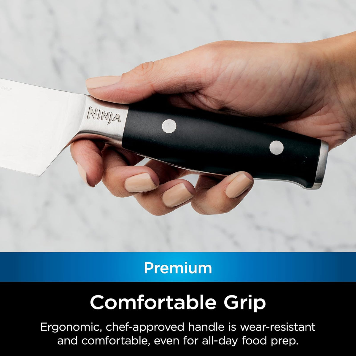 Ninja Foodi NeverDull Cuchillo de Chef 20cm K30020 | Filo de Navaja por +10 Años | NeverDull: el Estuche Afila Automáticamente | Acero Inoxidable 20cm