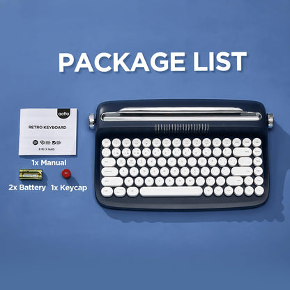 YUNZII ACTTO B303 Teclado inalámbrico, Teclado Retro Bluetooth para máquina de Escribir con Soporte Integrado para múltiples Dispositivos (inglés, Medianoche)