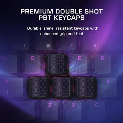 Turtle Beach Command Series KB7 TKL Teclado para Juegos con Cable, visualización táctil de 4.3 Pulgadas, interruptores de Efecto de Sala de Perfil bajo Titán, Teclas PBT de Doble Disparo, sondeo