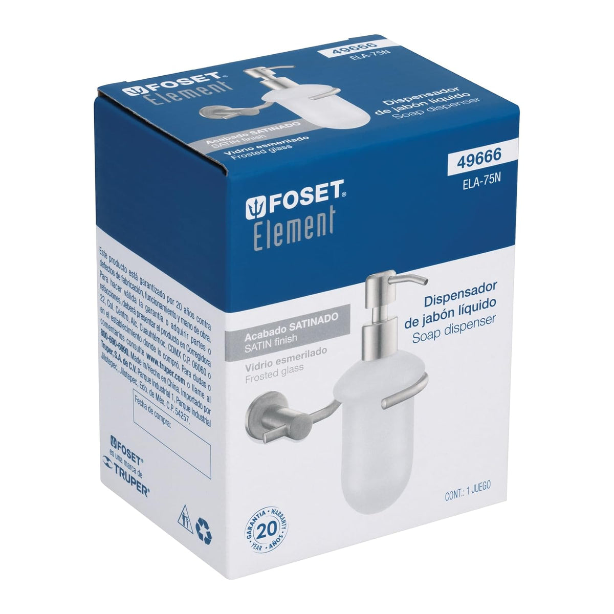 Foset Element ELA-75N, Dispensador de jabón líquido, acabado satín