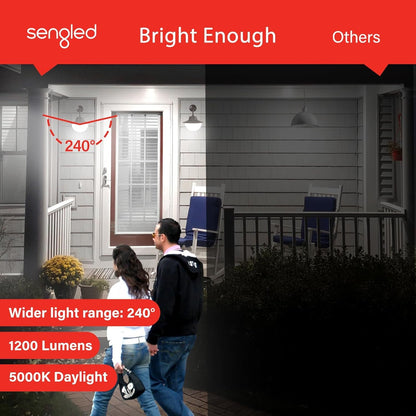 Sengled - Bombillas de luz LED A19 para exteriores, paquete de 3 bombillas con sensor LED A19, luz diurna de 5000 K, 1200 lúmenes, equivalente a 75 W, 10,5 W, base E26, bombillas de fotocélula