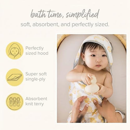 Burt's Bees Baby Toalla con Capucha Algodón Orgánico | Paquete de 2, 29x29 pulgadas, rizo de punto absorbente, 100% algodón orgánico GOTS