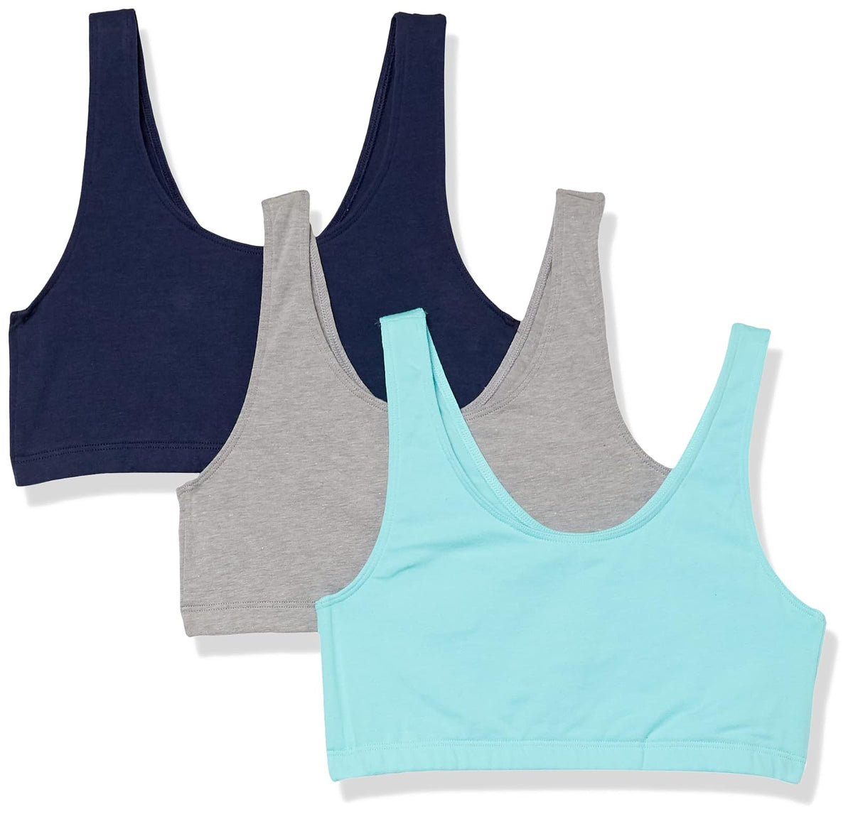 Hanes Bralette de Algodón, Paquete de 3 - M - Azul marino - Hormigón jaspeado - Ultra azul