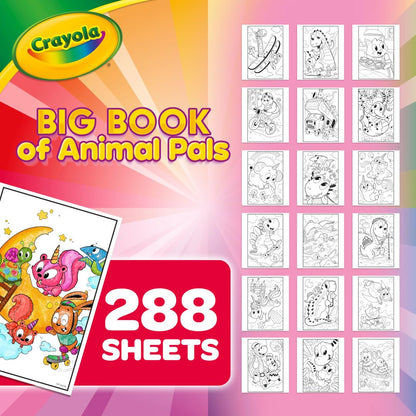 Crayola - Libro grande de amigos de animales, 288 páginas para colorear, regalo para niños, edad 3, 4, 5, 6 años