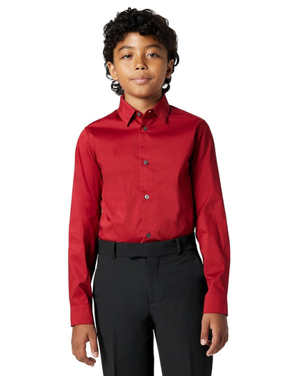 Calvin Klein Camisa de Vestir de Manga Larga Ajustada, Estilo Abotonado con puños abotonados y Dobladillo de Cola de Camisa Camisa de Vestir para Niños