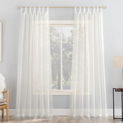 No. 918 Andorra Cortina de Voile Transparente con Flores Aplastadas, Blanco - 149.9An x 213.4Al cm (1 Paneles) - Cáscara de huevo