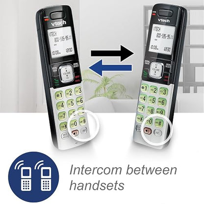 Teléfono Vtech DECT 6.0 con base para identificación de llamadas y llamada en espera, Plateado/Negro
