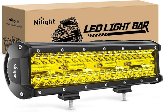Nilight Barra de Luz LED Ámbar de 30 cm, 240 W, Triple Fila, Spot e Inundación, Todoterreno, 18033C-A