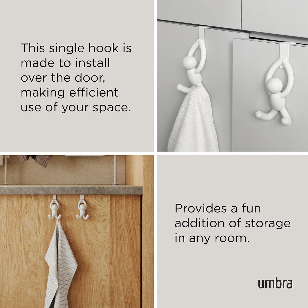 Umbra - Perchero Buddy 2 Ganchos Blanco