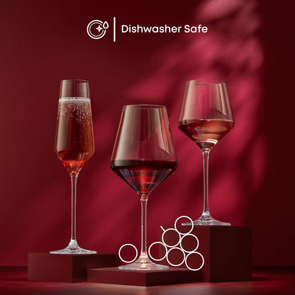 JoyJolt Layla - Juego de 4 copas de vino blanco, 13 onzas transparentes, fabricadas en Europa