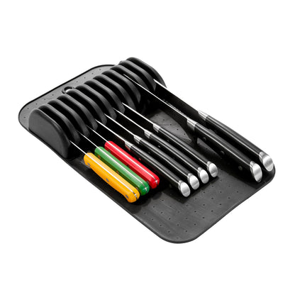 Madesmart Antimicrobial Classic - Alfombrilla de cuchillo grande de agarre suave, cajón antideslizante, organización del hogar de larga duración, certificado por la EPA, carbono premium