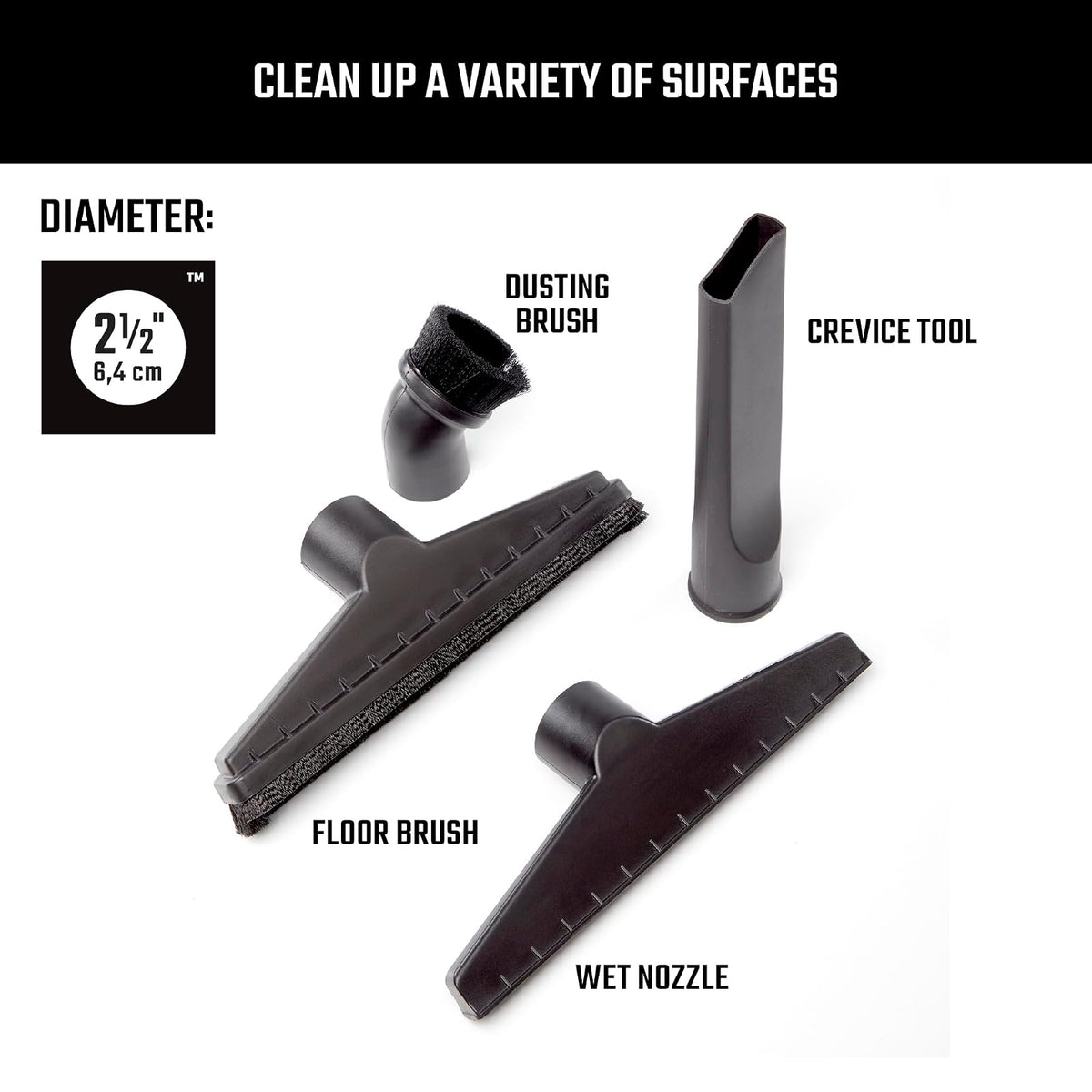 CRAFTSMAN CMXZVBE38802 2-1/2 pulgadas. Kit de accesorio para aspiradora de grado industrial para limpiar tu hogar, se adapta a 2-1/2 pulgadas. Diámetros de manguera